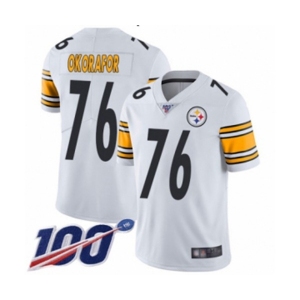 Men's Pittsburgh Steelers #76 Chukwuma Okorafor White Vapor Untouchable Limited Player 100th Season Football Jersey