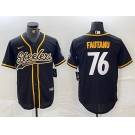 Men's Pittsburgh Steelers #76 Troy Fautanu Black With Patch Cool Base Stitched Baseball Jersey