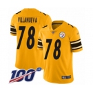 Men's Pittsburgh Steelers #78 Alejandro Villanueva Limited Gold Inverted Legend 100th Season Football Jersey