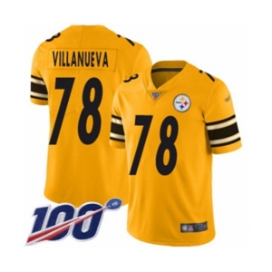 Men's Pittsburgh Steelers #78 Alejandro Villanueva Limited Gold Inverted Legend 100th Season Football Jersey