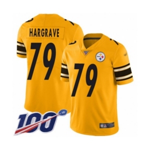 Men's Pittsburgh Steelers #79 Javon Hargrave Limited Gold Inverted Legend 100th Season Football Jersey