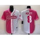 Men's Pittsburgh Steelers #8 Kenny Pickett Pink White Two Tone With Patch Cool Base Stitched Baseball Jersey