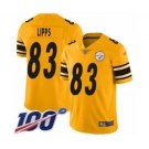 Men's Pittsburgh Steelers #83 Louis Lipps Limited Gold Inverted Legend 100th Season Football Jersey