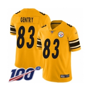 Men's Pittsburgh Steelers #83 Zach Gentry Limited Gold Inverted Legend 100th Season Football Jersey