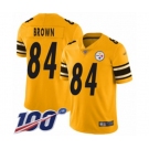 Men's Pittsburgh Steelers #84 Antonio Brown Limited Gold Inverted Legend 100th Season Football Jersey