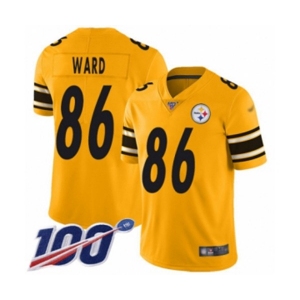 Men's Pittsburgh Steelers #86 Hines Ward Limited Gold Inverted Legend 100th Season Football Jersey