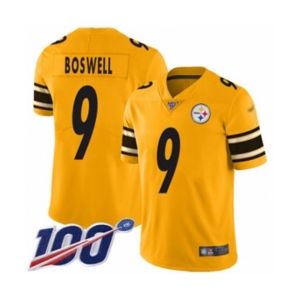 Men's Pittsburgh Steelers #9 Chris Boswell Limited Gold Inverted Legend 100th Season Football Jersey