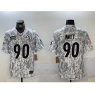 Men's Pittsburgh Steelers #90 T. J. Watt 2024 Arctic Camo Salute To Service Limited Stitched Football Jersey