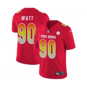 Men's Pittsburgh Steelers #90 T. J. Watt Limited Red AFC 2019 Pro Bowl Football Jersey