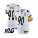 Men's Pittsburgh Steelers #90 T. J. Watt White Vapor Untouchable Limited Player 100th Season Football Jersey