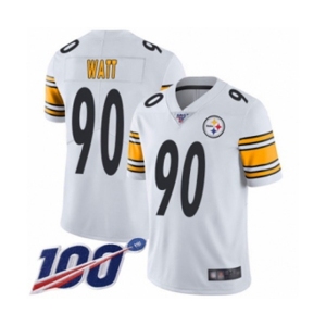 Men's Pittsburgh Steelers #90 T. J. Watt White Vapor Untouchable Limited Player 100th Season Football Jersey