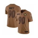 Men's Pittsburgh Steelers #90 T.J. Watt 2023 Brown Salute To Service Limited Football Stitched Jersey