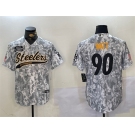 Men's Pittsburgh Steelers #90 T.J. Watt 2024 Arctic Camo Salute To Service Stitched Baseball Jersey