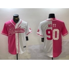 Men's Pittsburgh Steelers #90 T.J. Watt 2024 Arctic Red White Salute To Service Stitched Baseball Jersey