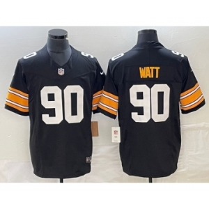 Men's Pittsburgh Steelers #90 TJ Watt Black 2023 FUSE Vapor Limited Stitched Throwback Jersey