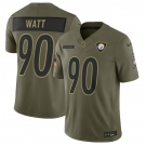 Men's Pittsburgh Steelers #90 T.J. Watt Olive 2025 Salute to Service Limited Football Stitched Jersey
