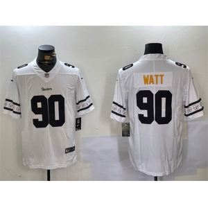 Men's Pittsburgh Steelers #90 T.J. Watt White 2019 Team Logo Cool Edition Stitched Jersey