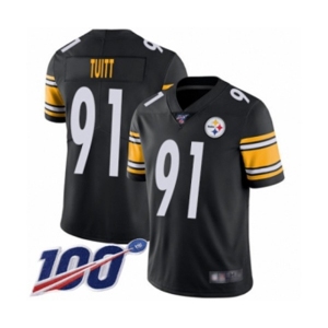 Men's Pittsburgh Steelers #91 Stephon Tuitt Black Team Color Vapor Untouchable Limited Player 100th Season Football Jersey