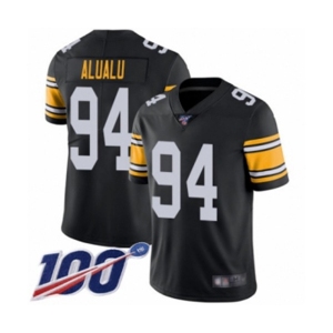 Men's Pittsburgh Steelers #94 Tyson Alualu Black Alternate Vapor Untouchable Limited Player 100th Season Football Jersey