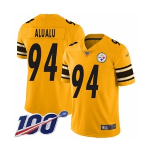 Men's Pittsburgh Steelers #94 Tyson Alualu Limited Gold Inverted Legend 100th Season Football Jersey