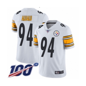 Men's Pittsburgh Steelers #94 Tyson Alualu White Vapor Untouchable Limited Player 100th Season Football Jersey