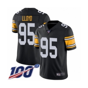 Men's Pittsburgh Steelers #95 Greg Lloyd Black Alternate Vapor Untouchable Limited Player 100th Season Football Jersey