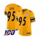 Men's Pittsburgh Steelers #95 Greg Lloyd Limited Gold Inverted Legend 100th Season Football Jersey