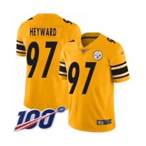 Men's Pittsburgh Steelers #97 Cameron Heyward Limited Gold Inverted Legend 100th Season Football Jersey