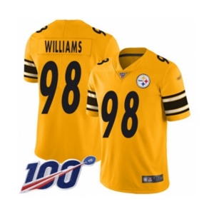 Men's Pittsburgh Steelers #98 Vince Williams Limited Gold Inverted Legend 100th Season Football Jersey