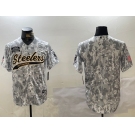 Men's Pittsburgh Steelers Team Logo 2024 Arctic Camo Salute to Service Stitched Baseball Jersey