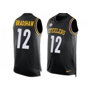 Nike Pittsburgh Steelers #12 Terry Bradshaw Black Team Color Men's Stitched NFL Limited Tank Top Jersey