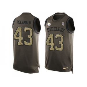 Nike Pittsburgh Steelers #43 Troy Polamalu Green Men's Stitched NFL Limited Salute To Service Tank Top Jersey