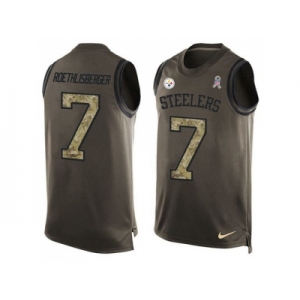 Nike Pittsburgh Steelers #7 Ben Roethlisberger Green Men's Stitched NFL Limited Salute To Service Tank Top Jersey