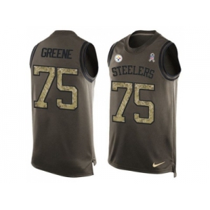 Nike Pittsburgh Steelers #75 Joe Greene Green Men's Stitched NFL Limited Salute To Service Tank Top Jersey