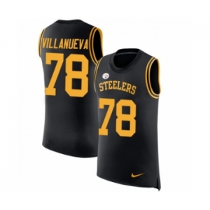 Nike Pittsburgh Steelers #78 Alejandro Villanueva Limited Black Rush Player Name & Number Tank Top NFL Jersey