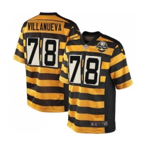 Nike Pittsburgh Steelers #78 Alejandro Villanueva Limited Yellow Black Alternate 80TH Anniversary Throwback NFL Jersey