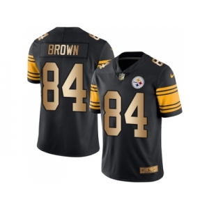 Nike Pittsburgh Steelers #84 Antonio Brown Black Men's Stitched NFL Limited Gold Rush Jersey