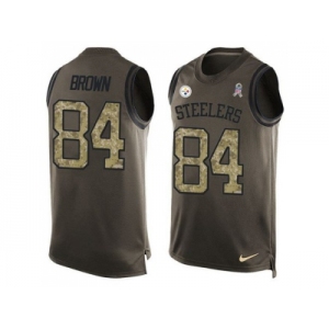 Nike Pittsburgh Steelers #84 Antonio Brown Green Men's Stitched NFL Limited Salute To Service Tank Top Jersey