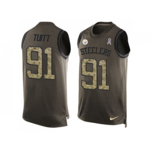 Nike Pittsburgh Steelers #91 Stephon Tuitt Green Men's Stitched NFL Limited Salute To Service Tank Top Jersey