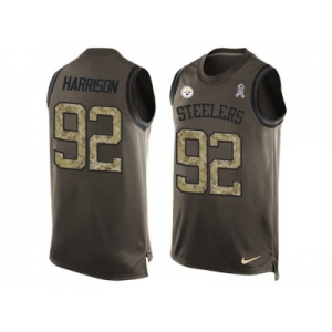 Nike Pittsburgh Steelers #92 James Harrison Green Men's Stitched NFL Limited Salute To Service Tank Top Jersey