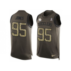 Nike Pittsburgh Steelers #95 Jarvis Jones Green Men's Stitched NFL Limited Salute To Service Tank Top Jersey