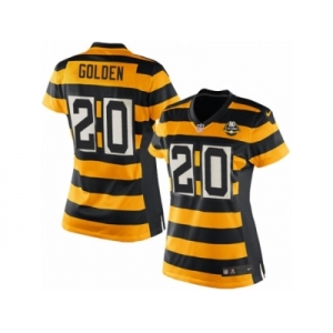 Women Nike Pittsburgh Steelers #20 Robert Golden Limited Yellow Black Alternate 80TH Anniversary Throwback NFL Jersey