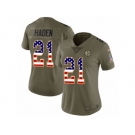 Women Nike Pittsburgh Steelers #21 Joe Haden Limited Olive USA Flag 2017 Salute to Service NFL Jersey