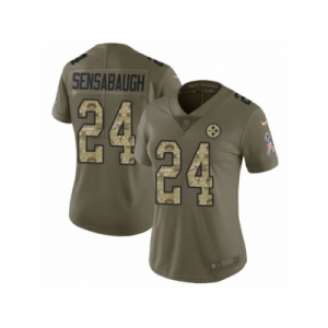 Women Nike Pittsburgh Steelers #24 Coty Sensabaugh Limited Olive Camo 2017 Salute to Service NFL Jersey