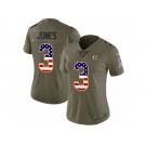 Women Nike Pittsburgh Steelers #3 Landry Jones Limited Olive USA Flag 2017 Salute to Service NFL Jersey