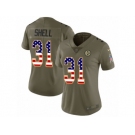 Women Nike Pittsburgh Steelers #31 Donnie Shell Limited Olive USA Flag 2017 Salute to Service NFL Jersey