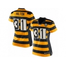 Women Nike Pittsburgh Steelers #31 Mike Hilton Elite Yellow Black Alternate 80TH Anniversary Throwback NFL Jersey