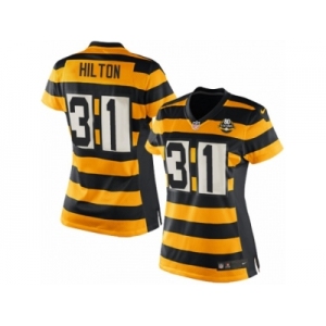 Women Nike Pittsburgh Steelers #31 Mike Hilton Elite Yellow Black Alternate 80TH Anniversary Throwback NFL Jersey