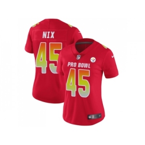 Women Nike Pittsburgh Steelers #45 Roosevelt Nix Red Stitched NFL Limited AFC 2018 Pro Bowl Jersey