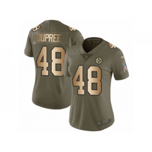 Women Nike Pittsburgh Steelers #48 Bud Dupree Limited Olive Gold 2017 Salute to Service NFL Jersey